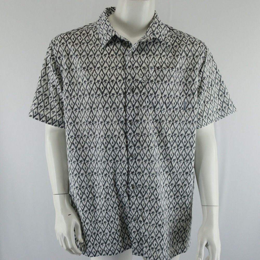 Columbia PFG Short Sleeve Men's Fishing Vented Shirt Size‎ L Palm Tree Print